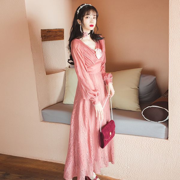 night party 2021 long lace dress girl empire v-neck full mid-calf pink skirt elegant spring summer 43d3, Black;gray
night party 2021 long lace dress girl empire v-neck full mid-calf pink skirt elegant spring summer 43d3, Black;gray