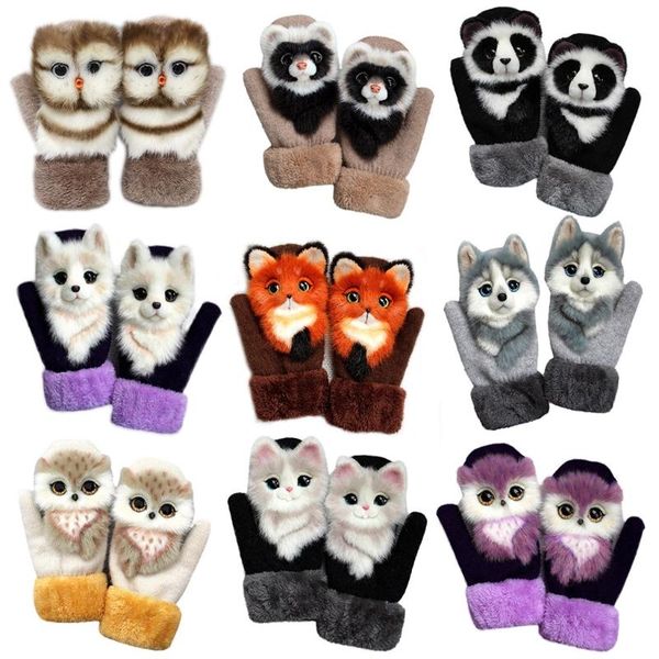 women men winter knitted gloves cute 3d fluffy cartoon animal thermal mittens 634c, Blue;gray
women men winter knitted gloves cute 3d fluffy cartoon animal thermal mittens 634c, Blue;gray
