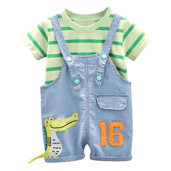 0-5t born kid baby boy clothes set striped round neck t-shirt and denim dinosaur pants overalls cotton summer outfits 220212, White
0-5t born kid baby boy clothes set striped round neck t-shirt and denim dinosaur pants overalls cotton summer outfits 220212, White