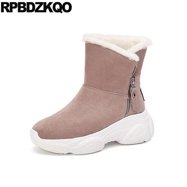 boots booties harajuku platform creepers genuine leather pink suede round toe flatform fur muffin winter snow women ankle shoes, Black
boots booties harajuku platform creepers genuine leather pink suede round toe flatform fur muffin winter snow women ankle shoes, Black