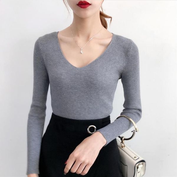 2021 v neck sweater women long sleeve knitted solid slim sweater women autumn winter warm pullovers black red pink, White;black
2021 v neck sweater women long sleeve knitted solid slim sweater women autumn winter warm pullovers black red pink, White;black