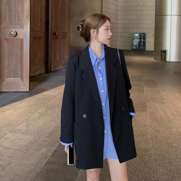 female 2021 blazer white temperature fall and winter new loose thin british style suit hf17, White;black
female 2021 blazer white temperature fall and winter new loose thin british style suit hf17, White;black