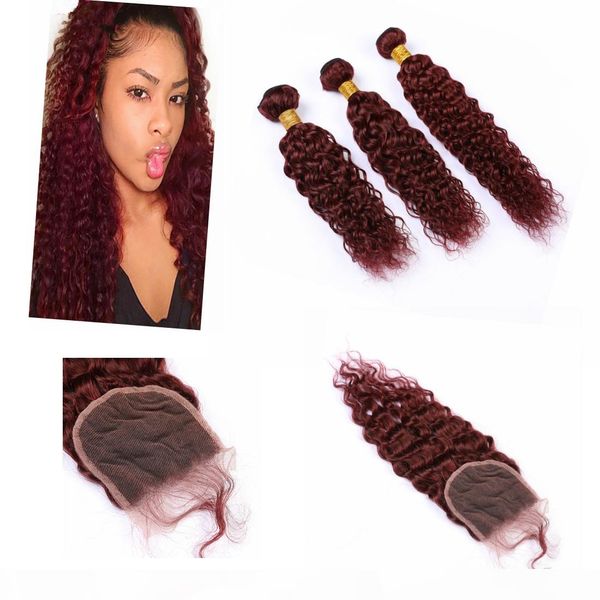indian 8a human remy hair bundles with closure 4" * 4" #99j color water wave 3 bundles and closure deal, Black;brown
indian 8a human remy hair bundles with closure 4" * 4" #99j color water wave 3 bundles and closure deal, Black;brown