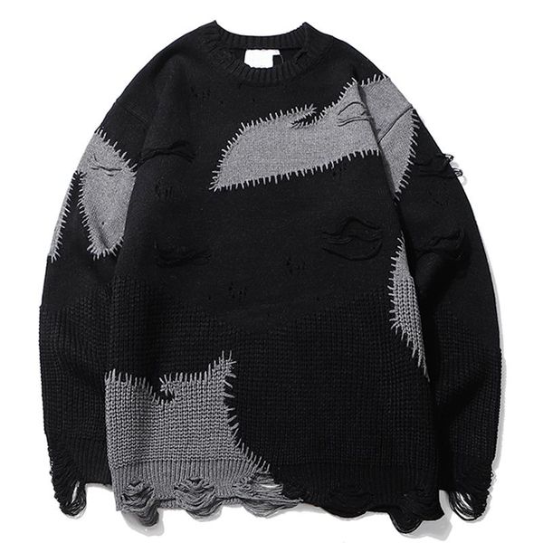 mens patchwork ripped knitted sweaters 2020aw hiphop casual vintage oversize couple sweater womens knit clothes, White;black
mens patchwork ripped knitted sweaters 2020aw hiphop casual vintage oversize couple sweater womens knit clothes, White;black