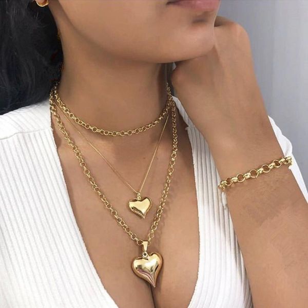 chokers vintage multilayer heart pendant necklace women gold color choker necklaces alloy jewelry, Golden;silver
chokers vintage multilayer heart pendant necklace women gold color choker necklaces alloy jewelry, Golden;silver