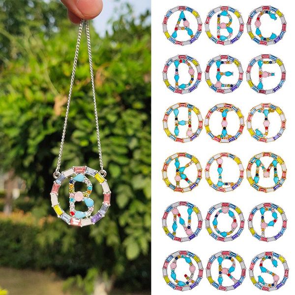 fashion women a-z26 letter multicolor crystal pendant colorful rainbow necklace, Silver
fashion women a-z26 letter multicolor crystal pendant colorful rainbow necklace, Silver