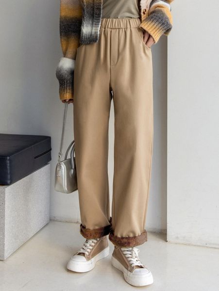 dazy high waist slant pockets thermal pants y29g#, Black;white