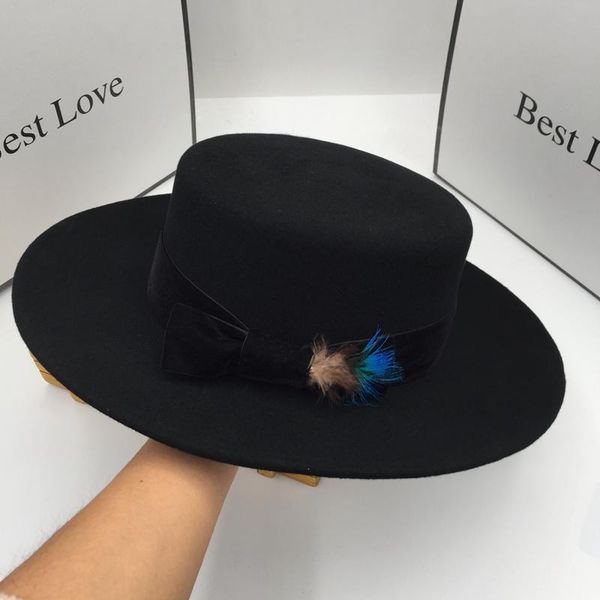 wide brim hats winter wool hat big ins tidal flat eaves fashion feathers and belt black fedoras for women, Blue;gray
wide brim hats winter wool hat big ins tidal flat eaves fashion feathers and belt black fedoras for women, Blue;gray