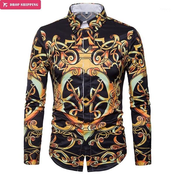 luxury design gold floral print men's dress shirts 2018 brand new slim fit long sleeve shirt men casual stylish chemise homme1, White;black
luxury design gold floral print men's dress shirts 2018 brand new slim fit long sleeve shirt men casual stylish chemise homme1, White;black