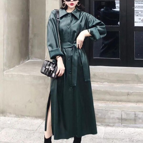 2019 spring autumn fashion new pu leather windbreaker slim temperament women belted trebch coat1, Tan;black
2019 spring autumn fashion new pu leather windbreaker slim temperament women belted trebch coat1, Tan;black