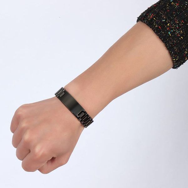 titanium steel blank lettering stainless steel men's 15.5mm curved brand bracelet black steel color, Silver
titanium steel blank lettering stainless steel men's 15.5mm curved brand bracelet black steel color, Silver