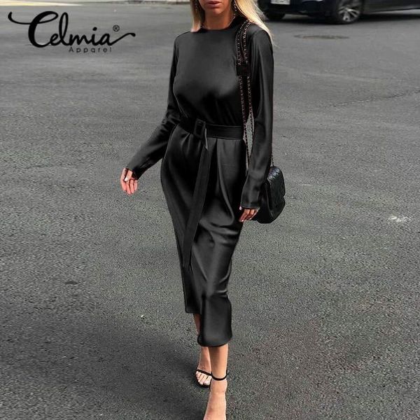 2021 celmia ladies elegant party dresses plus size 5xl women solid satin silk dress belted long sleeve loose maxi vestidos mujer, Black;gray
2021 celmia ladies elegant party dresses plus size 5xl women solid satin silk dress belted long sleeve loose maxi vestidos mujer, Black;gray