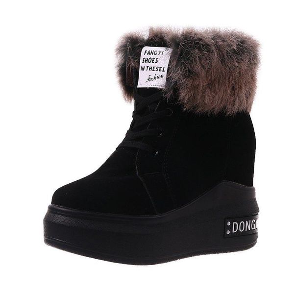 women winter warm fur high platform boots fashion 9.5cm high heels woman thick sole ankle shoes lady wedges snow boots, Black
women winter warm fur high platform boots fashion 9.5cm high heels woman thick sole ankle shoes lady wedges snow boots, Black