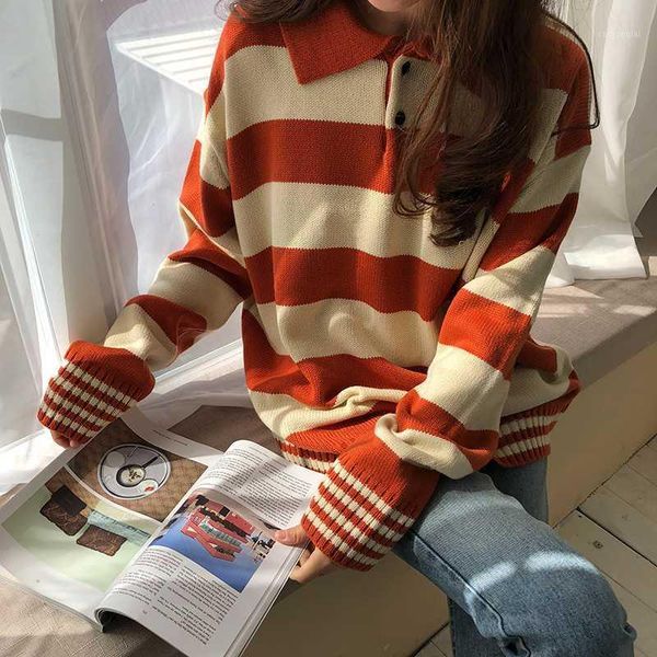 harajuku institute wind hit color stripe sweaters women spring casual turn-down collar knitted sweater female loose jumper1, White;black
harajuku institute wind hit color stripe sweaters women spring casual turn-down collar knitted sweater female loose jumper1, White;black