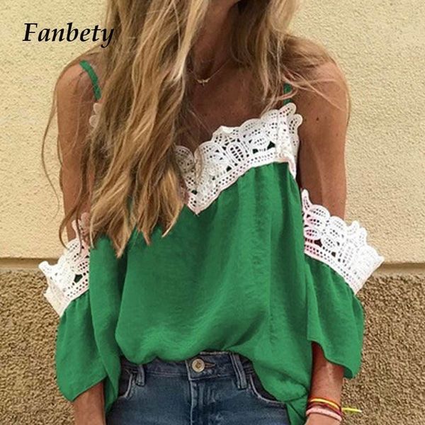 women summer strap lace partchwork blouses lady off shoulder beach blouse shirts female new fashion streetwear y200622, White
women summer strap lace partchwork blouses lady off shoulder beach blouse shirts female new fashion streetwear y200622, White