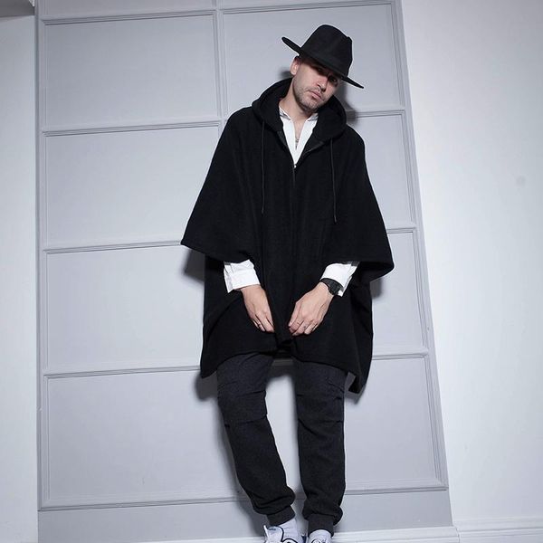 men's wool & blends woollen coat for men autumn/winter outfit british overcoat loose hooded cape bat thick fashionable, Black
men's wool & blends woollen coat for men autumn/winter outfit british overcoat loose hooded cape bat thick fashionable, Black