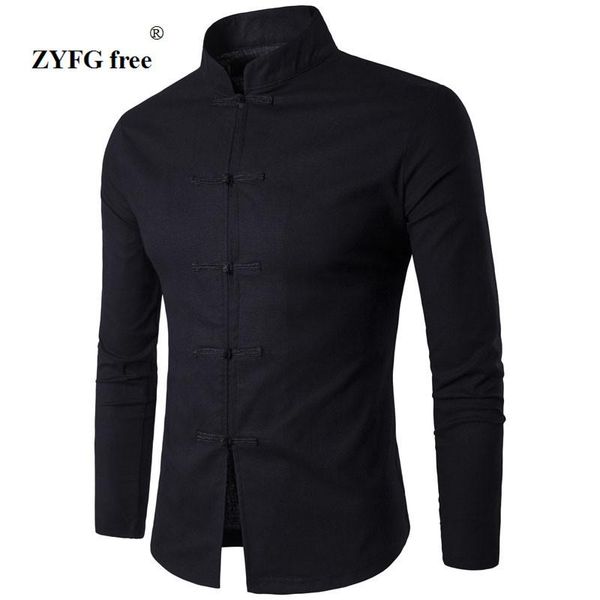 men's shirt chinese tradition style 2020 new arrival male solid color mandarin collar business long sleeve casual shirt linen, White;black 
men's shirt chinese tradition style 2020 new arrival male solid color mandarin collar business long sleeve casual shirt linen, White;black