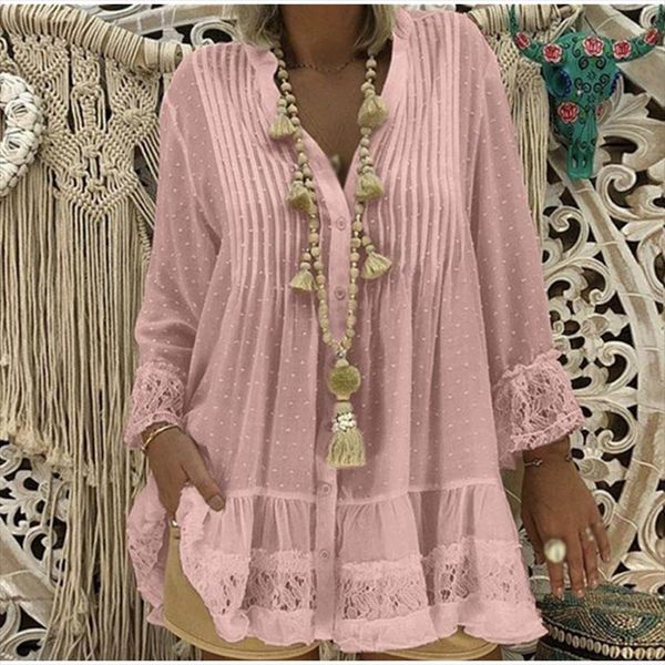 womens lace chiffon tunic polka dot shirt plus size 5xl ruffled hollow out tunics 2020 spring summer vintage pleated shirts, White
womens lace chiffon tunic polka dot shirt plus size 5xl ruffled hollow out tunics 2020 spring summer vintage pleated shirts, White