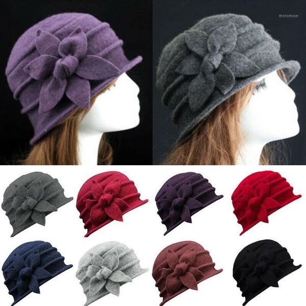 beanie/skull caps 2021 warm women's ladies winter cap elegant wool flower hat vintage cloche bucket hats for women gorros mujer1, Blue;gray
beanie/skull caps 2021 warm women's ladies winter cap elegant wool flower hat vintage cloche bucket hats for women gorros mujer1, Blue;gray
