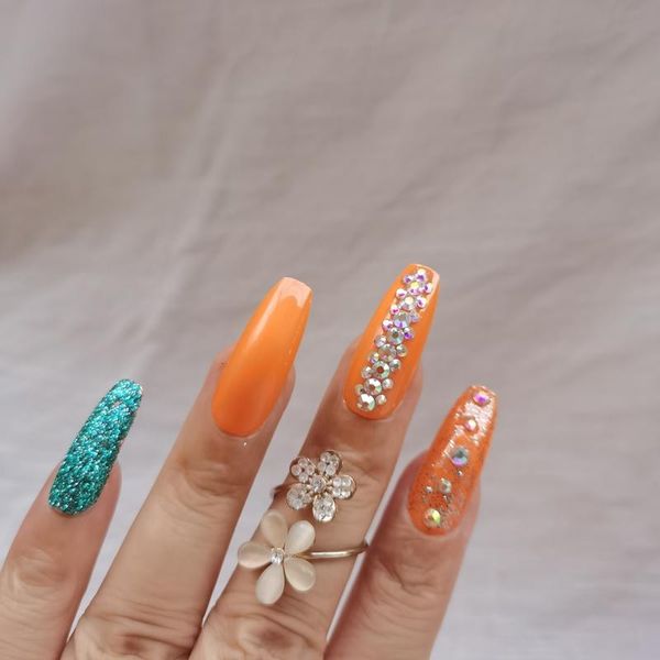 orange high-end salon ballet coffin diy crystal glitter handmade fake nails 24pcs, Red;gold
orange high-end salon ballet coffin diy crystal glitter handmade fake nails 24pcs, Red;gold