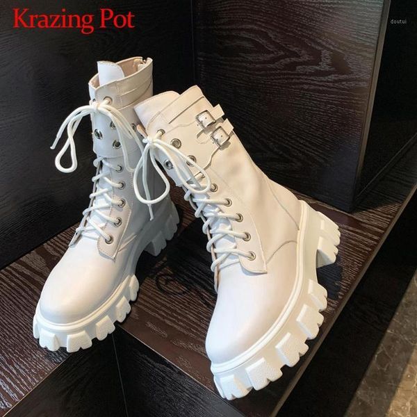 boots krazing pot cow leather leisure bottom motorcycle solid metal buckle rivets keep warm winter platform mid-calf l351, Black
boots krazing pot cow leather leisure bottom motorcycle solid metal buckle rivets keep warm winter platform mid-calf l351, Black