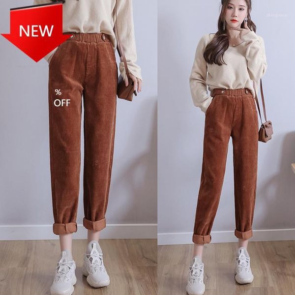 autumn high waist plus size corduroy pants for women elastic waist trousers pockets khaki black harem pants1, Black;white
autumn high waist plus size corduroy pants for women elastic waist trousers pockets khaki black harem pants1, Black;white