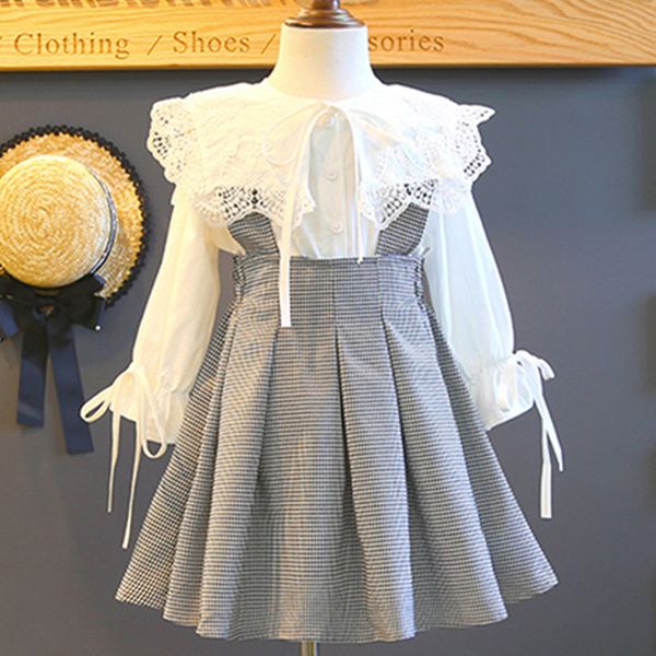 girls dress autumn long-sleeve lace shirts + plaid dress clothes suits cute princess dresss for 3- girl children lj200923, Red;yellow
girls dress autumn long-sleeve lace shirts + plaid dress clothes suits cute princess dresss for 3- girl children lj200923, Red;yellow
