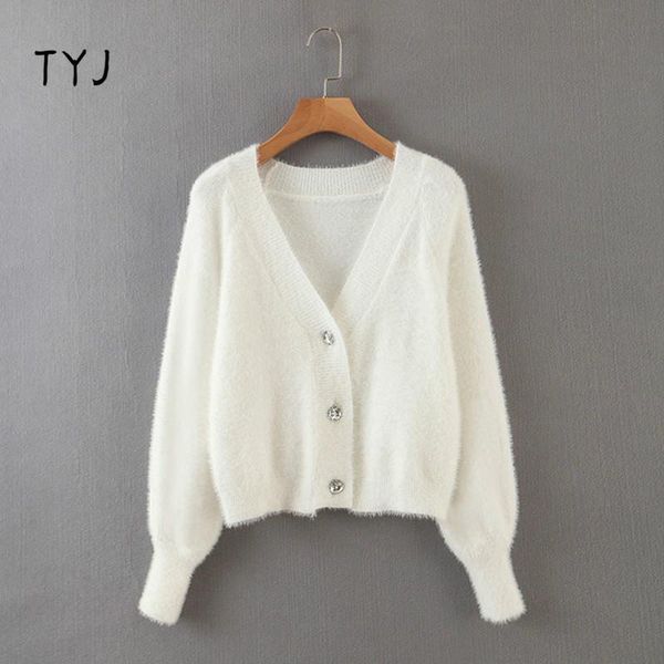 women's knits & tees tyj elegant full lantern sleeve cardigans womens single breasted soft faux mink female knitted autumn spring, White
women's knits & tees tyj elegant full lantern sleeve cardigans womens single breasted soft faux mink female knitted autumn spring, White