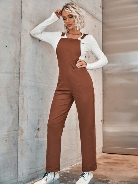 pocket patched overall jumpsuit without l7p5#, White
pocket patched overall jumpsuit without l7p5#, White