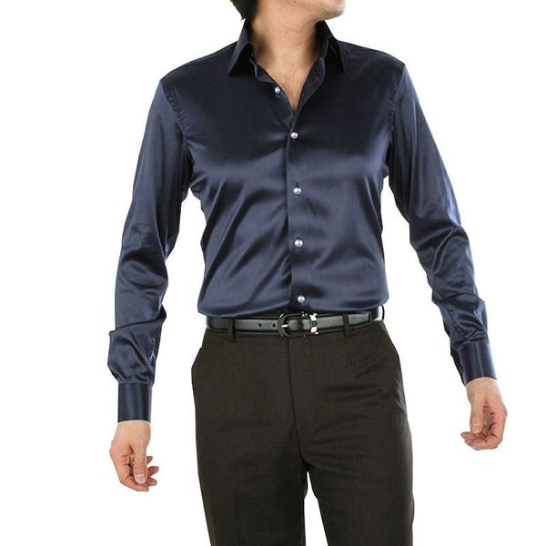 fashion shiny silky satin dress shirt luxury silk like long sleeve mens casual shirts performance stage wear, White;black
fashion shiny silky satin dress shirt luxury silk like long sleeve mens casual shirts performance stage wear, White;black