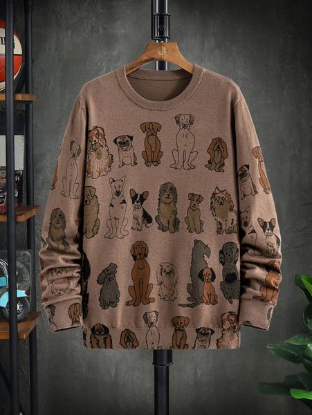 men dog pattern sweater g5pa#, White;black