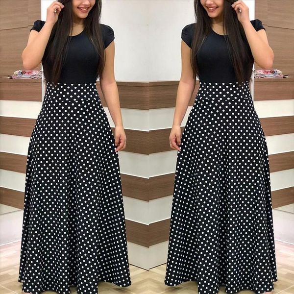 2019 женщины vintage maxi лонг-платье женские женские женские короткими рукава сращивание волна точка партия платье робитель femme vestidos, Black;gray
2019 женщины vintage maxi лонг-платье женские женские женские короткими рукава сращивание волна точка партия платье робитель femme vestidos, Black;gray