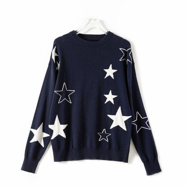women's sweaters star jacquard ladies sweater wool cashmere blend o-neck long sleeve women knit pullover top, White;black
women's sweaters star jacquard ladies sweater wool cashmere blend o-neck long sleeve women knit pullover top, White;black