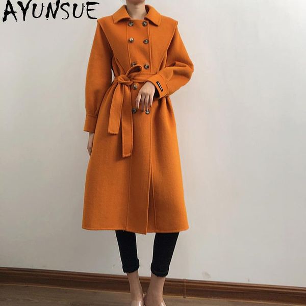 women's wool & blends ayunsue 100% coat women autumn female jacket elegant long korean clothes black overcoat chaquetas mujer 2021 kj59
women's wool & blends ayunsue 100% coat women autumn female jacket elegant long korean clothes black overcoat chaquetas mujer 2021 kj59