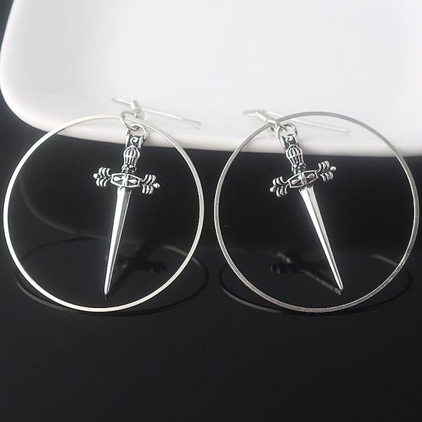 vintage circle ring sword earrings dark witch gothic antique sword earrings female classical party decorations, Silver
vintage circle ring sword earrings dark witch gothic antique sword earrings female classical party decorations, Silver