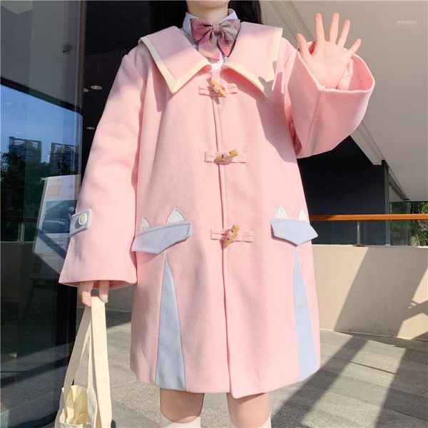 autumn winter women sweet wool blends coats preppy style cute cat ears turn-down collar patchwork jackets girly pink outerwear1, Black
autumn winter women sweet wool blends coats preppy style cute cat ears turn-down collar patchwork jackets girly pink outerwear1, Black