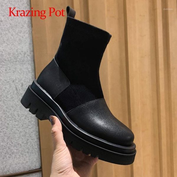 krazing pot large size leisure genuine leather waterproof round toe high square heels stretch beauty lady dress ankle boots l811, Black
krazing pot large size leisure genuine leather waterproof round toe high square heels stretch beauty lady dress ankle boots l811, Black