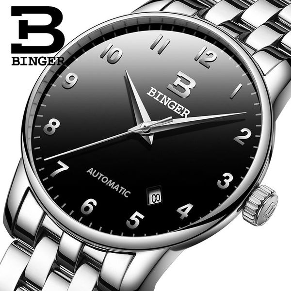 wristwatches switzerland binger mens watches business mechanical auto date men's watch relogio masculino 2021, Slivery;brown
wristwatches switzerland binger mens watches business mechanical auto date men's watch relogio masculino 2021, Slivery;brown