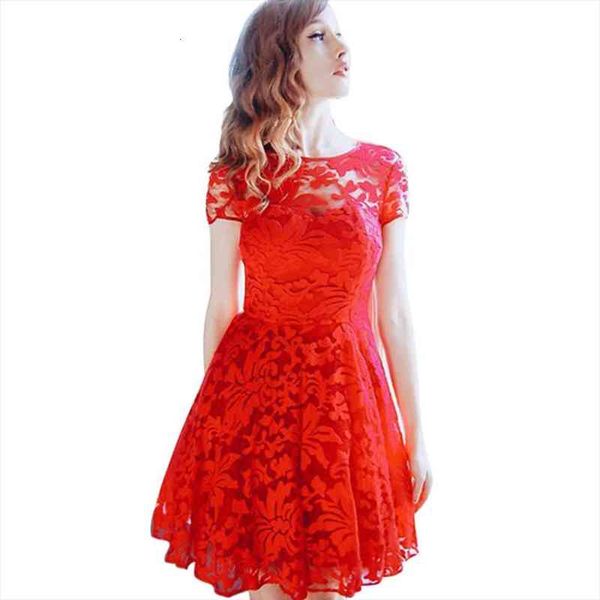 round collar temperament fashion short sleeve lace dresses for women casual hollow out above knee vestidos a-line summer dress, Black;gray
round collar temperament fashion short sleeve lace dresses for women casual hollow out above knee vestidos a-line summer dress, Black;gray