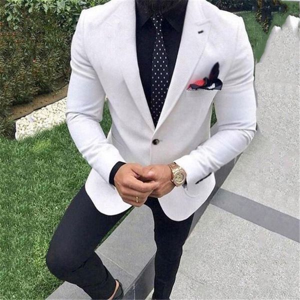 men's suits & blazers white wedding men large reached a summit lapel groom tuxedos tailored suit male classic with pants ternos 2 p, White;black
men's suits & blazers white wedding men large reached a summit lapel groom tuxedos tailored suit male classic with pants ternos 2 p, White;black