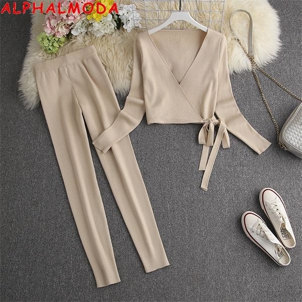 alphalmoda 2021 spring new v-neck binding sashes sweater + leggings women 2pcs fashion suit slim ladies comfy lounge set c0122, Gray
alphalmoda 2021 spring new v-neck binding sashes sweater + leggings women 2pcs fashion suit slim ladies comfy lounge set c0122, Gray