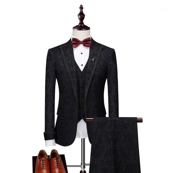 jacket + pants + vest black suit men 2021 men's fashion slim wedding suit 3-piece groom party prom1, White;black
jacket + pants + vest black suit men 2021 men's fashion slim wedding suit 3-piece groom party prom1, White;black