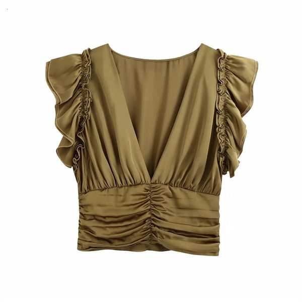 2021 new women vintage v-neck cascading ruffles trims sleeveless cropped blouse fashion pleated hems backzipper chic 9bon, White
2021 new women vintage v-neck cascading ruffles trims sleeveless cropped blouse fashion pleated hems backzipper chic 9bon, White