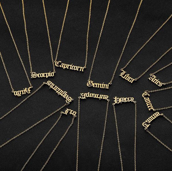 wholesale personalized letter zodiac necklace constellation necklaces custom stainless steel old english necklace birthday jewelry gifts, Silver
wholesale personalized letter zodiac necklace constellation necklaces custom stainless steel old english necklace birthday jewelry gifts, Silver