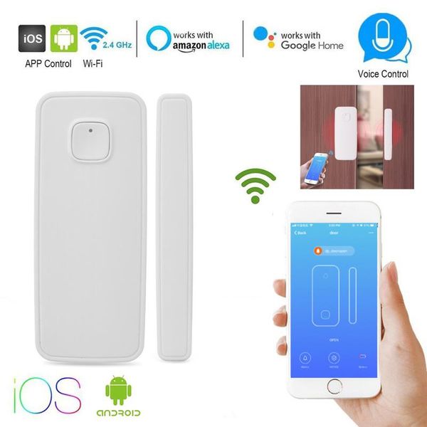 smart home sensor door/window detector wifi app notification alerts battery operated security work with alexa echo google 
smart home sensor door/window detector wifi app notification alerts battery operated security work with alexa echo google