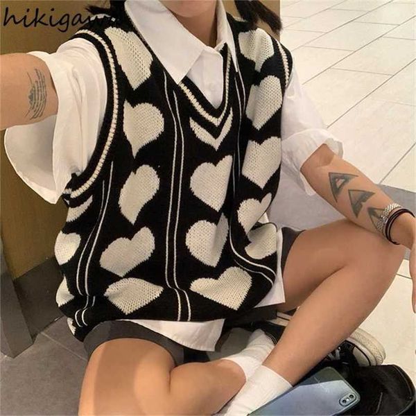 hikigawa korean vintage sweater loose v-neck knit pullover vest y2k oversized tank love print sweaters fall fashion cardigan 220125, Black;white
hikigawa korean vintage sweater loose v-neck knit pullover vest y2k oversized tank love print sweaters fall fashion cardigan 220125, Black;white
