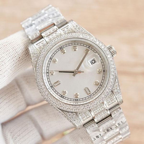 fashion full diamond mens watch automatic mechanical wristwatch 41mm sapphire mirror stainless steel strap high quality, Slivery;brown
fashion full diamond mens watch automatic mechanical wristwatch 41mm sapphire mirror stainless steel strap high quality, Slivery;brown