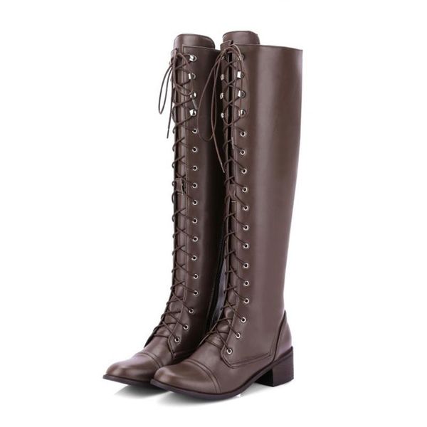 women boots spring autumn 2020 square heel comfortable pu leather brown shoe lace up quality pointed toe knee high bigsize 34-43, Black
women boots spring autumn 2020 square heel comfortable pu leather brown shoe lace up quality pointed toe knee high bigsize 34-43, Black
