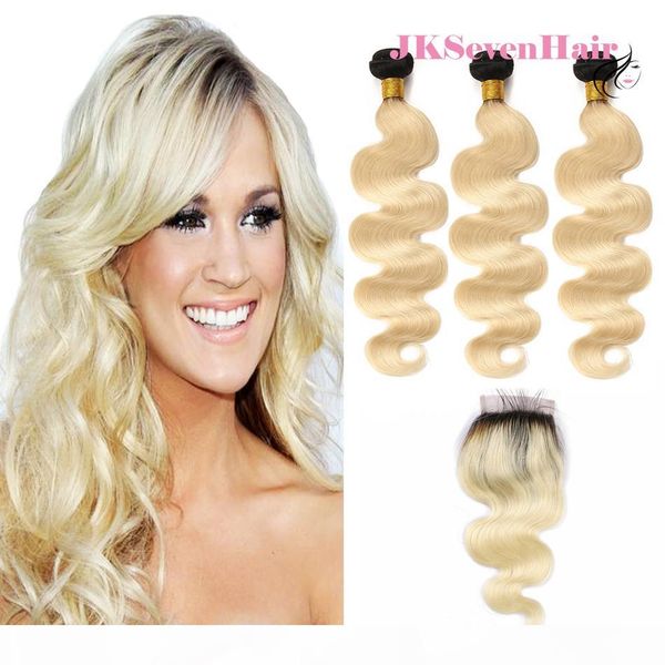 1b blonde brazilian peruvian virgin hair extensions 3 bundles with 4x4inch lace closure body wave russian european ombre remy hair weaves, Black
1b blonde brazilian peruvian virgin hair extensions 3 bundles with 4x4inch lace closure body wave russian european ombre remy hair weaves, Black
