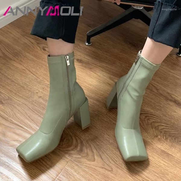 boots annymoli natural genuine leather woman high heel ankle zipper block short square toe ladies shoes beige1, Black
boots annymoli natural genuine leather woman high heel ankle zipper block short square toe ladies shoes beige1, Black